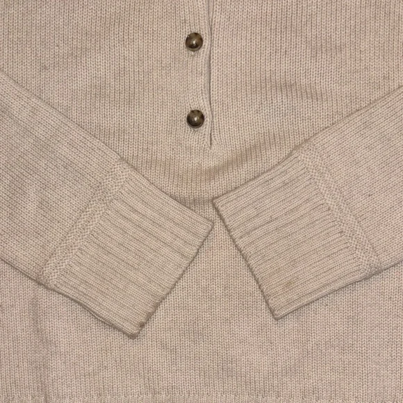 La Ligne Cream Button-Placket Knit Pullover - Picture 3 of 4